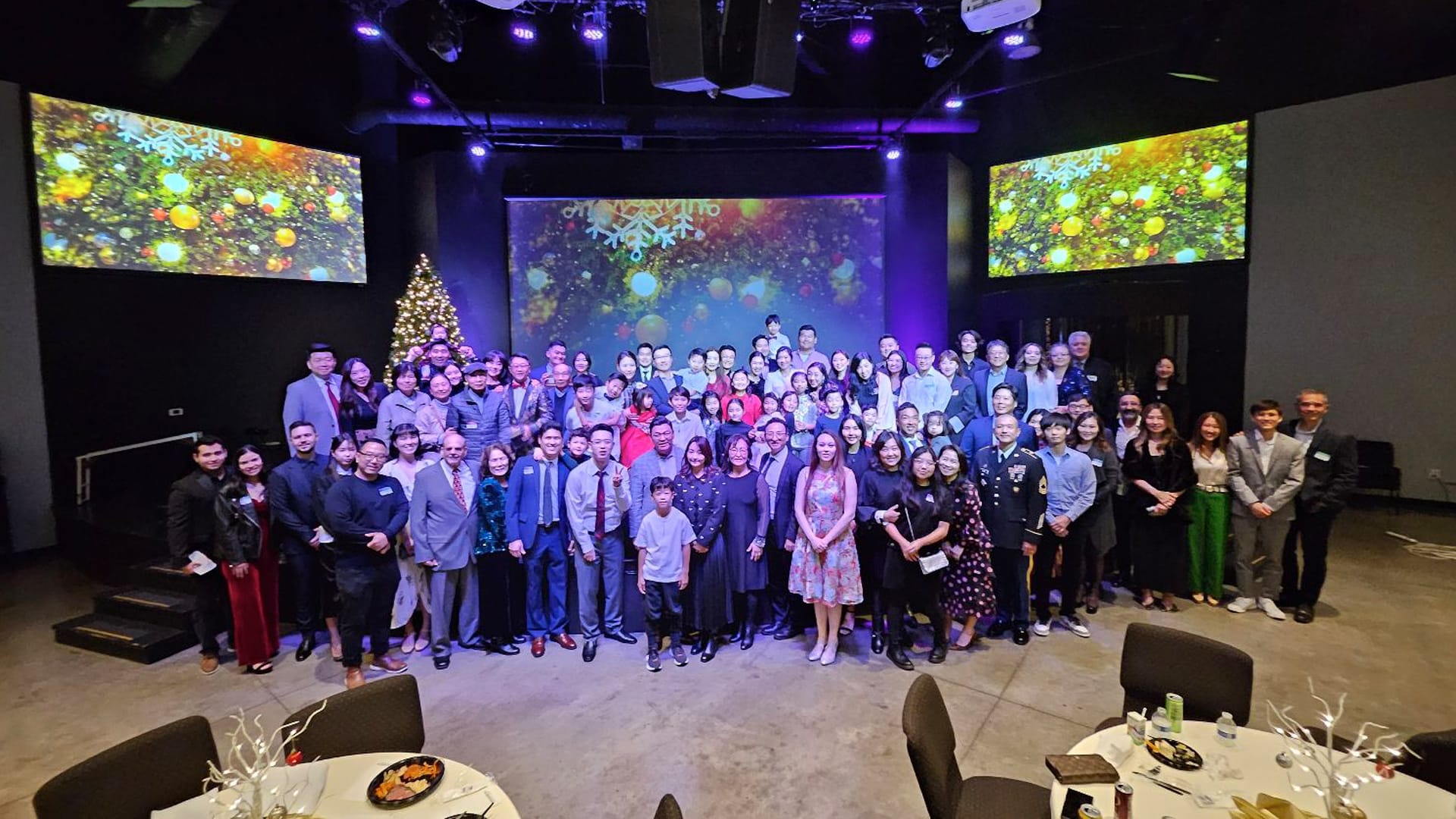 People gathered for Christmas Banquet